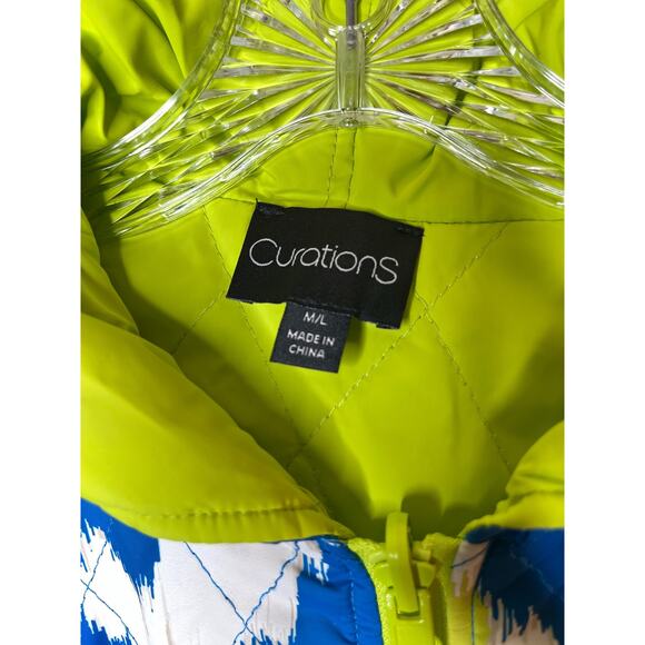 Curations Reversible Hooded Poncho Cape Jacket  M/L Blue - Picture 6 of 10